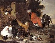 A Cock, Hens and Chicks Melchior de Hondecoeter